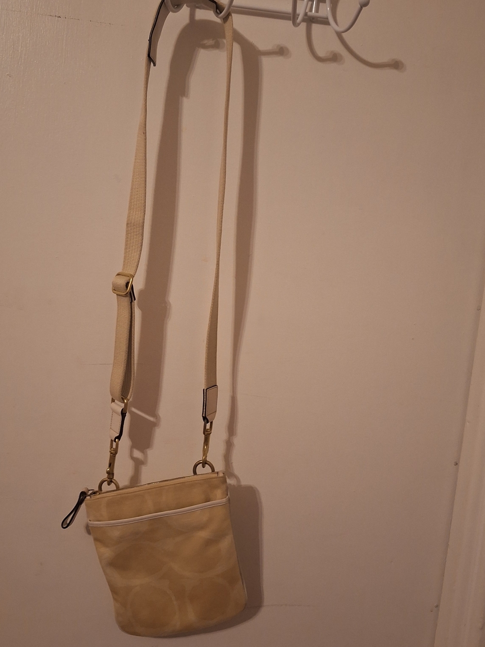 Coach Cream Canvas Crossbody Bag with Adjustable Strap